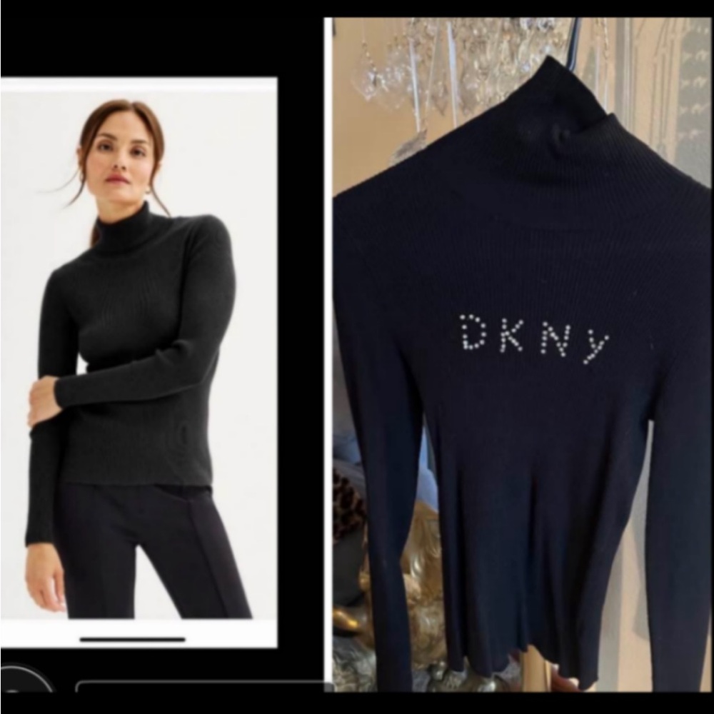 Women's Nine West Ribbed Turtleneck Sweater with DKNY Logo. Size XS